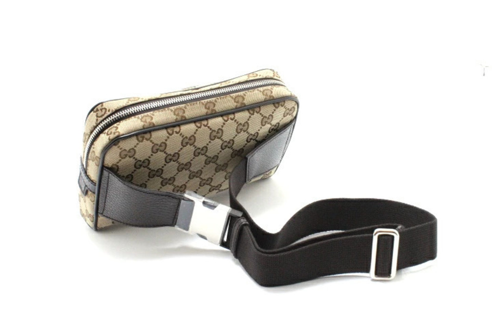 Gucci Waist Dark Body Beige Canvas Cream Leather Brown GG Bag Cream Brown